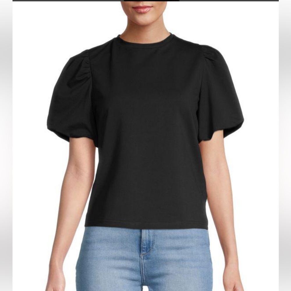 Walter Baker Anthropologie Harley Black Puff Sleeve Top
